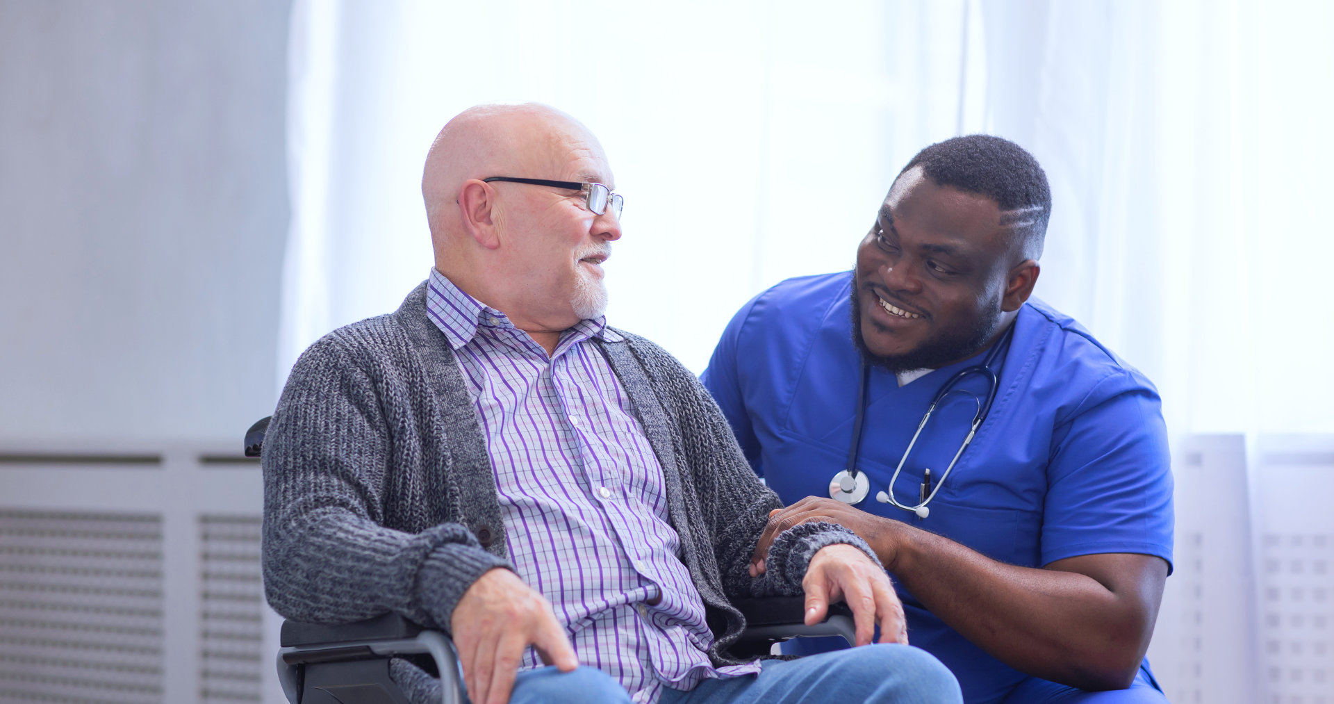 senior man with his nurse